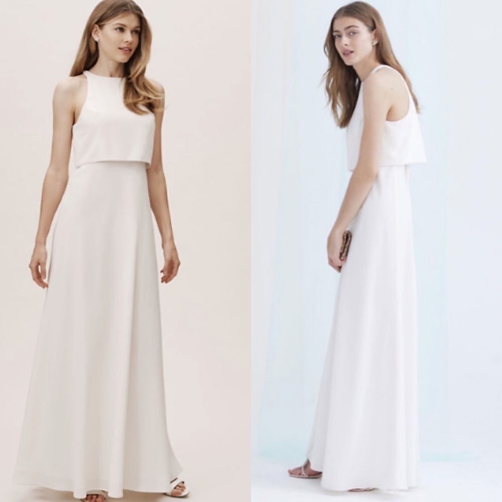 BHLDN+ Jill Stuart Anthropologie Sleeveless White Maxi Dress with Overlay Bodice
